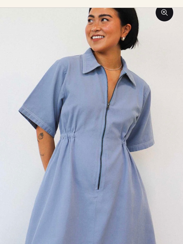 Noble Utility Dress In Pebble Blue